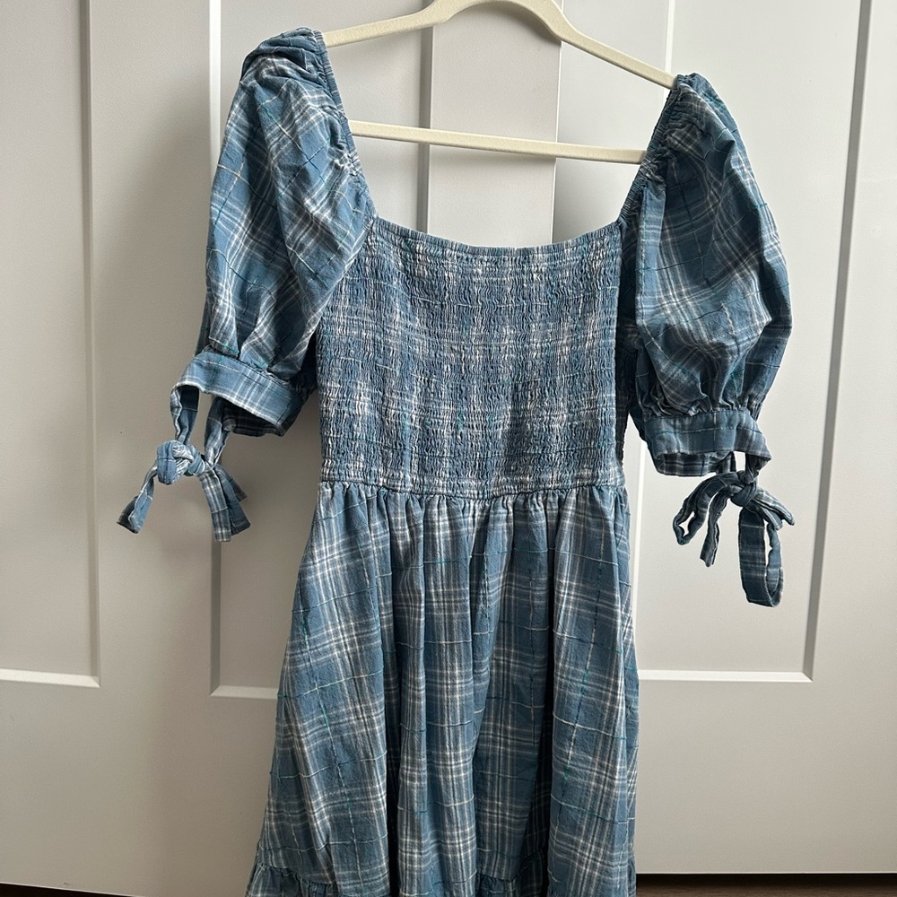 Zoco Plaid Puff Sleeve Dress